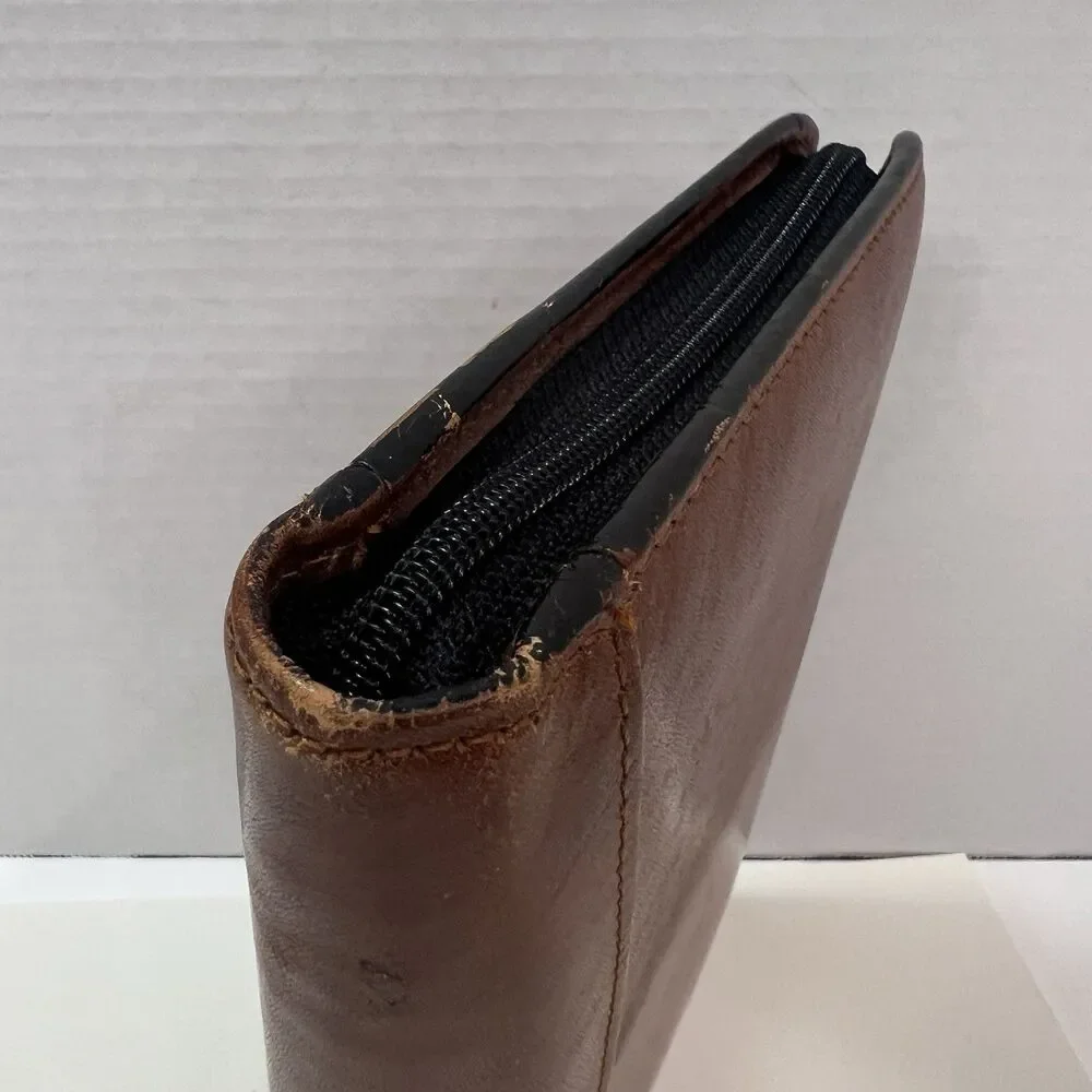 Scully Medium Planner/Address Book Brown Leather Zippered 9.5” X 6” 2010